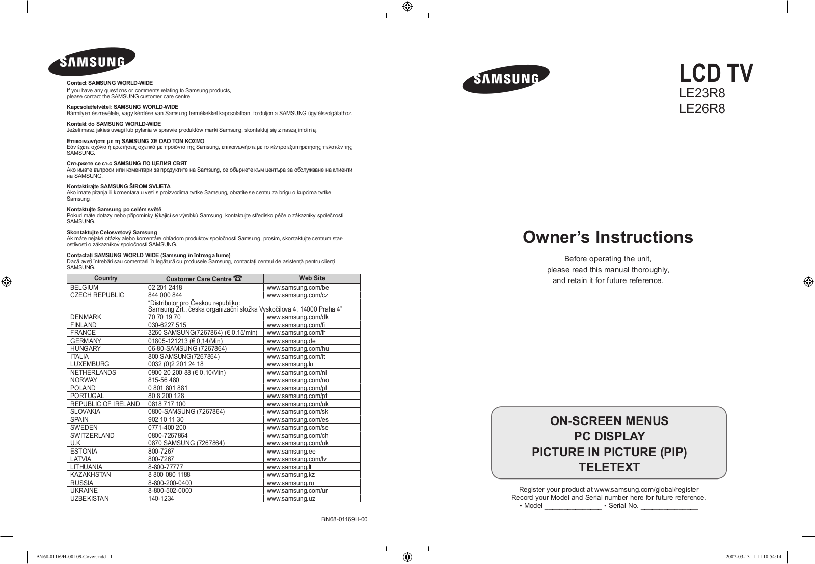 Samsung LE26R87BD User Manual