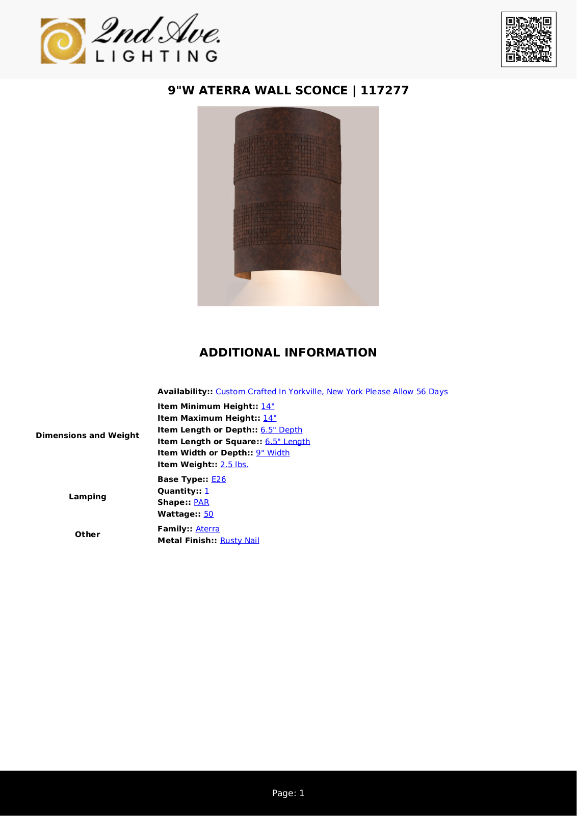 2nd Ave Design W008323929 Specifications - ManualMachine.com