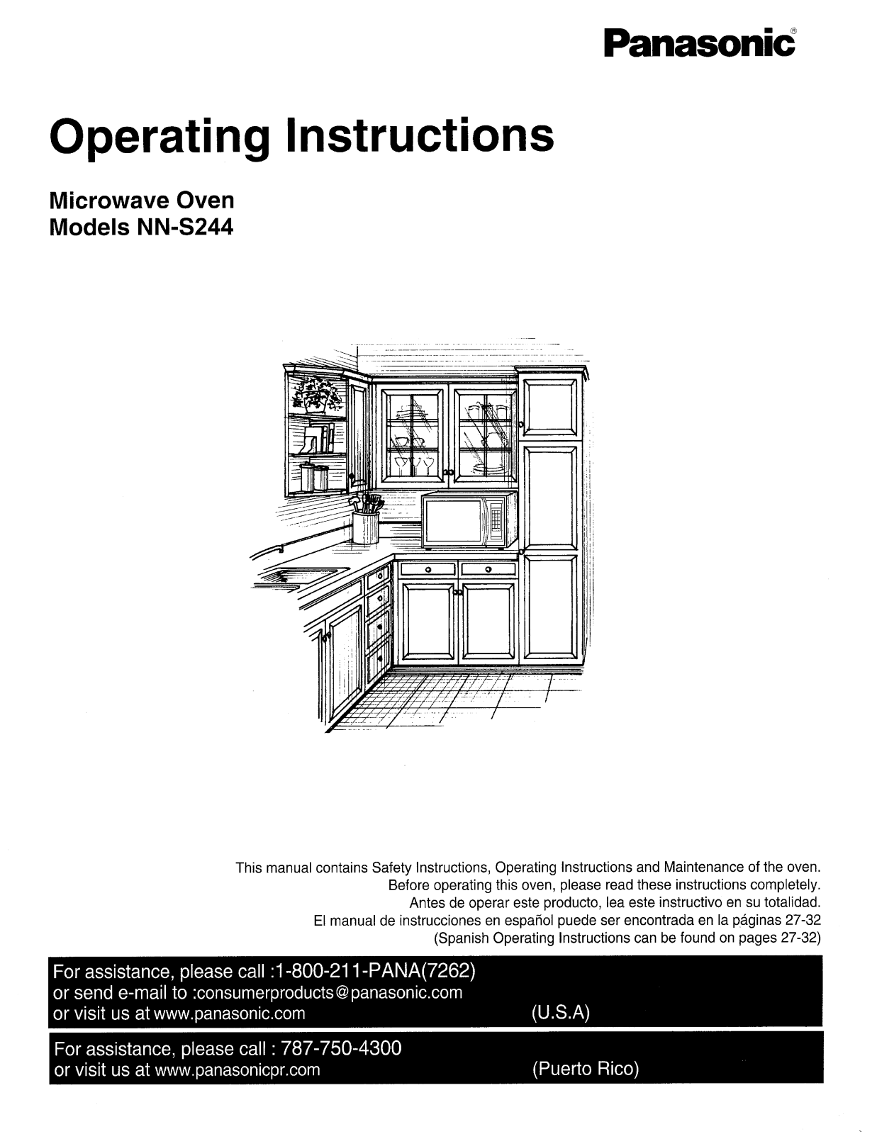 Panasonic NN-S244WL, NN-S244, NN-S244BL User Manual