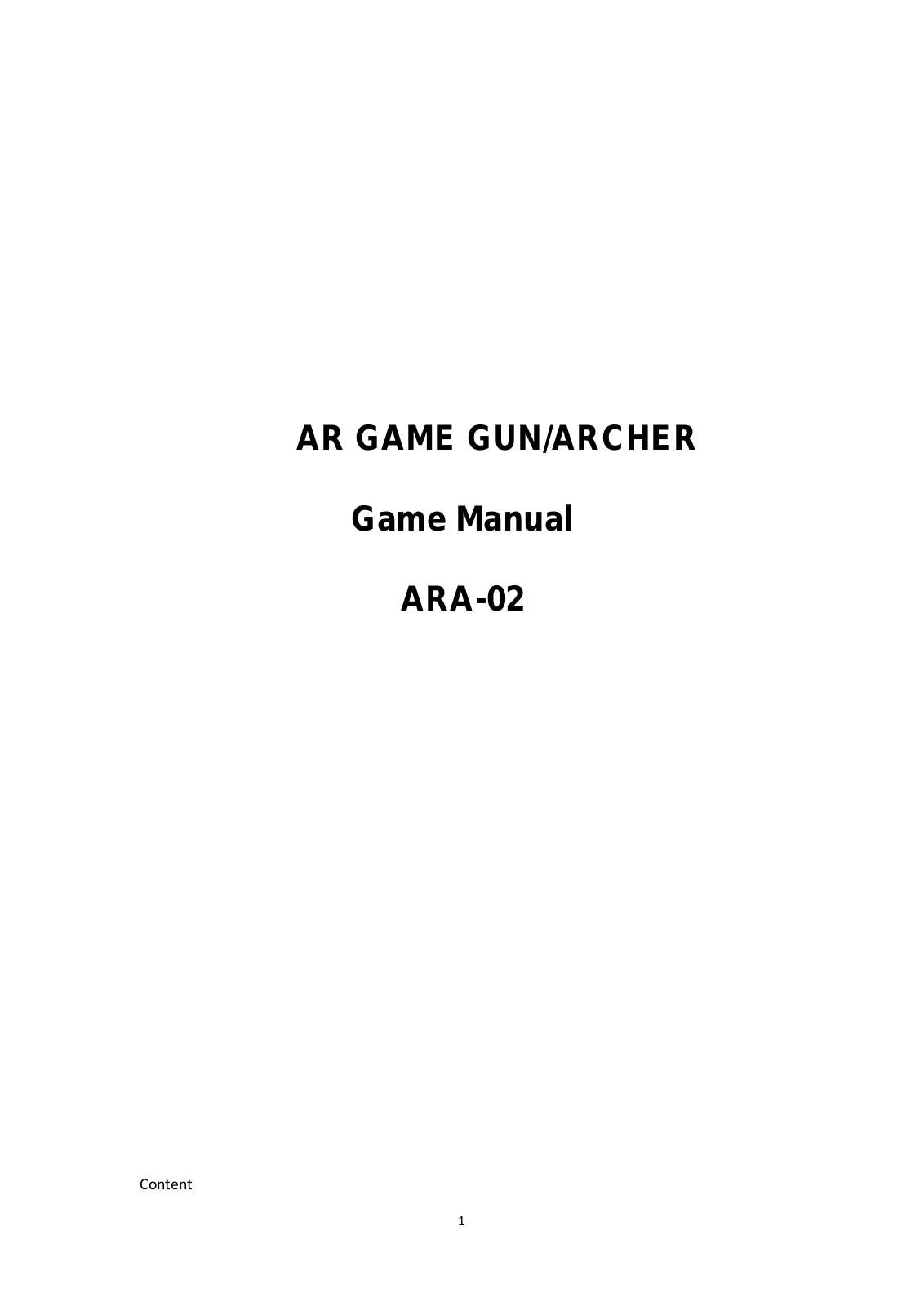 ShenZhen ARA 02 User Manual