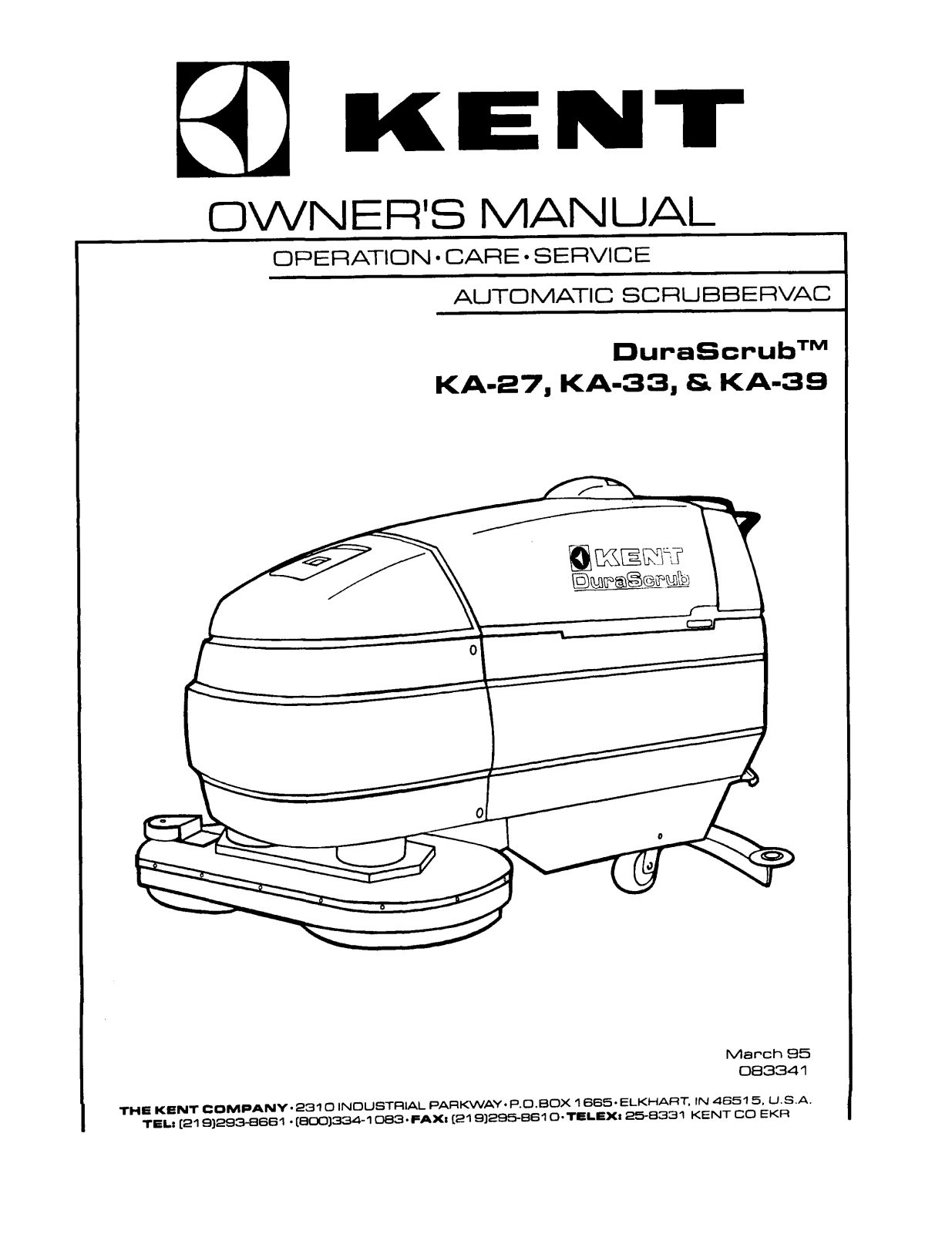 Kent Euroclean KA-39 Owner Manual