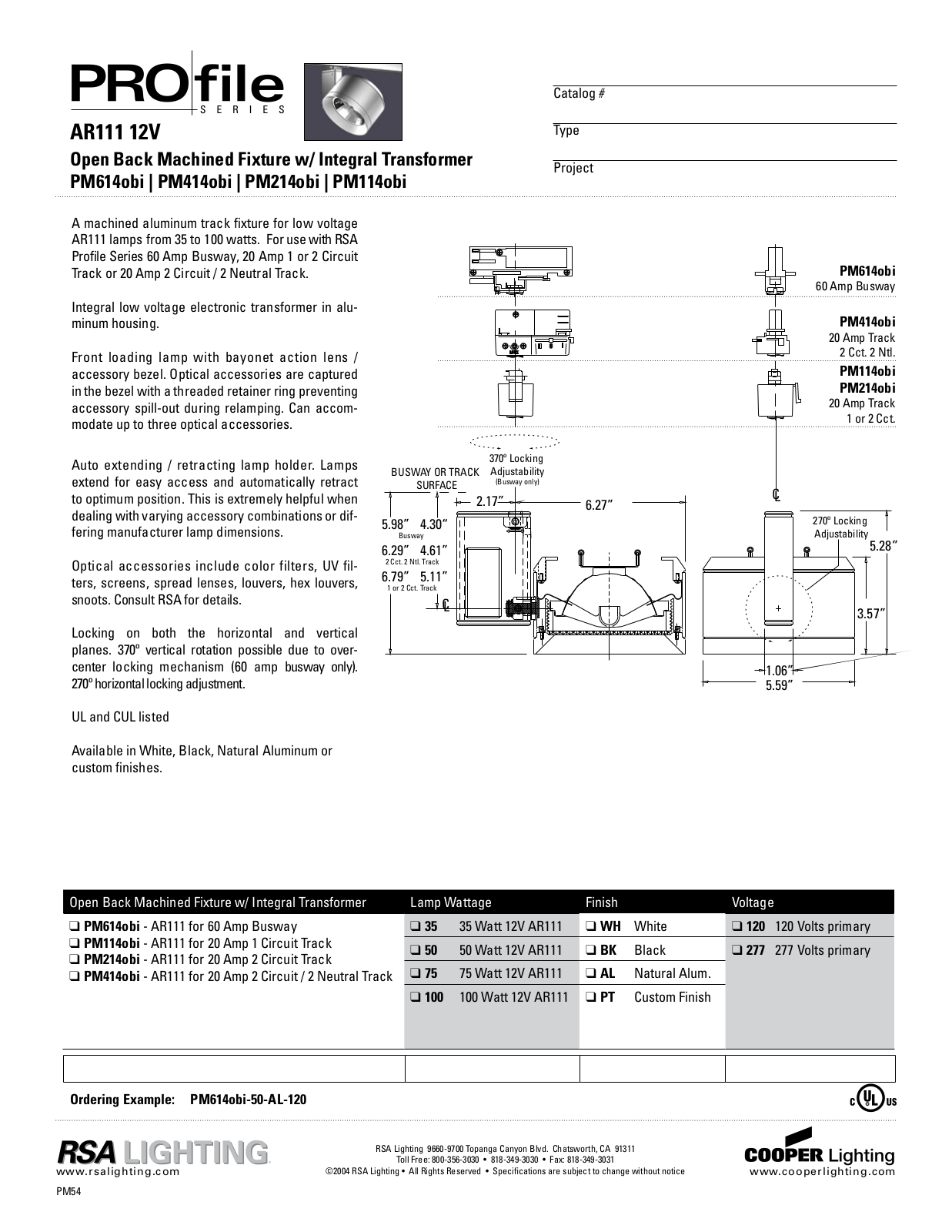 Cooper Lighting PM114obi, PM214obi, PM414obi, PM614obi User Manual