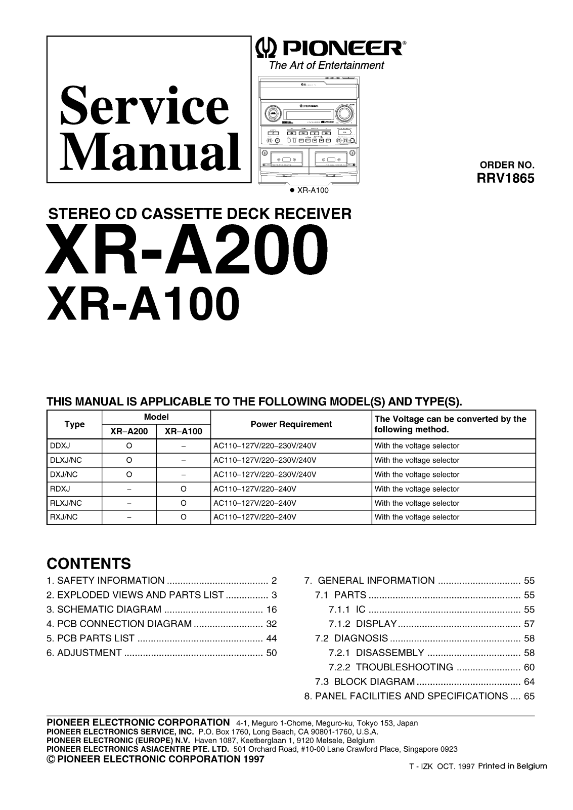 Pioneer XR-A100 Schematic