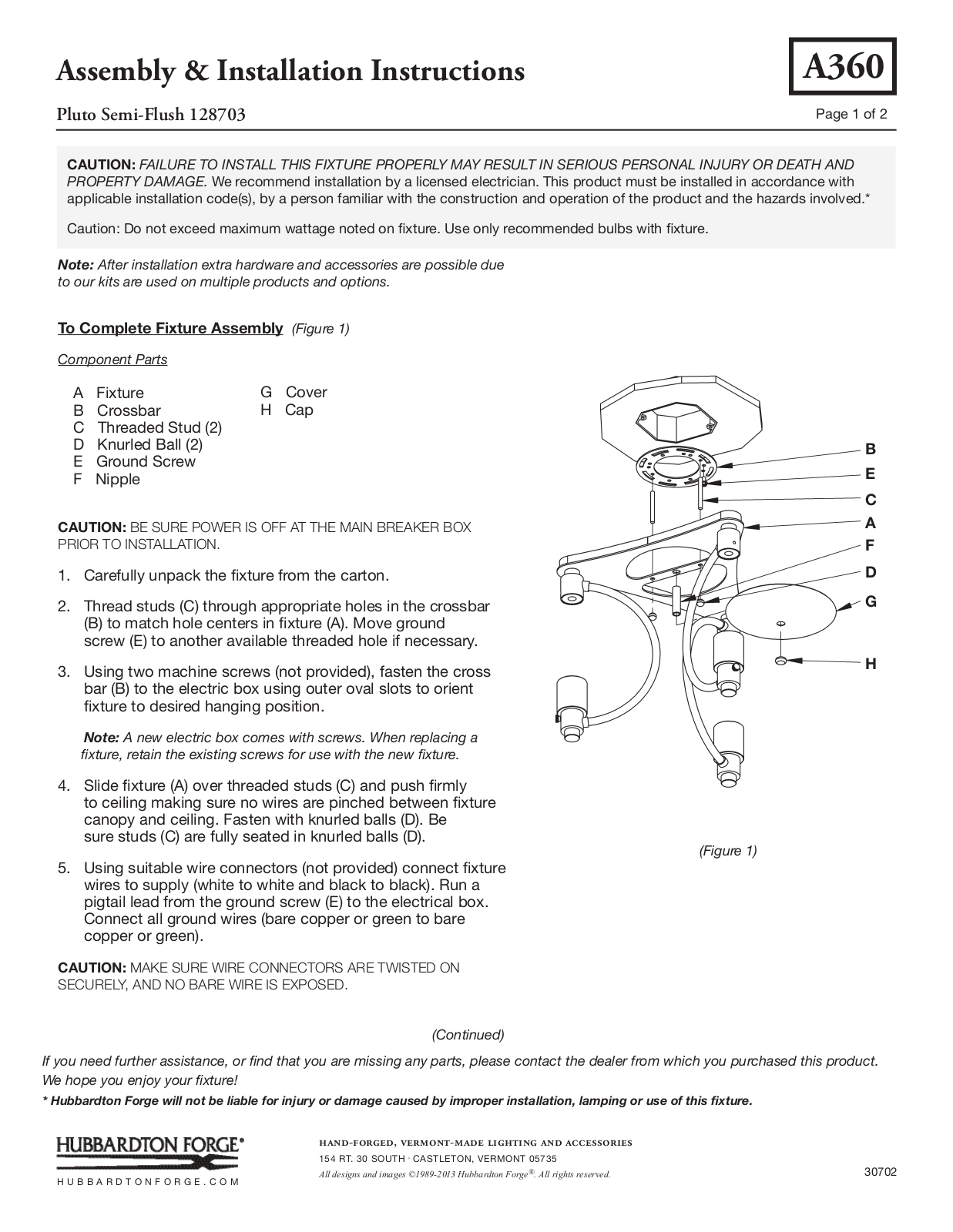 Hubbardton Forge 128703 User Manual