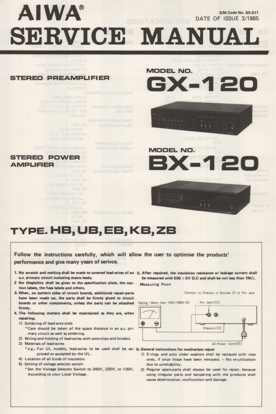 Aiwa BX-120 Service Manual