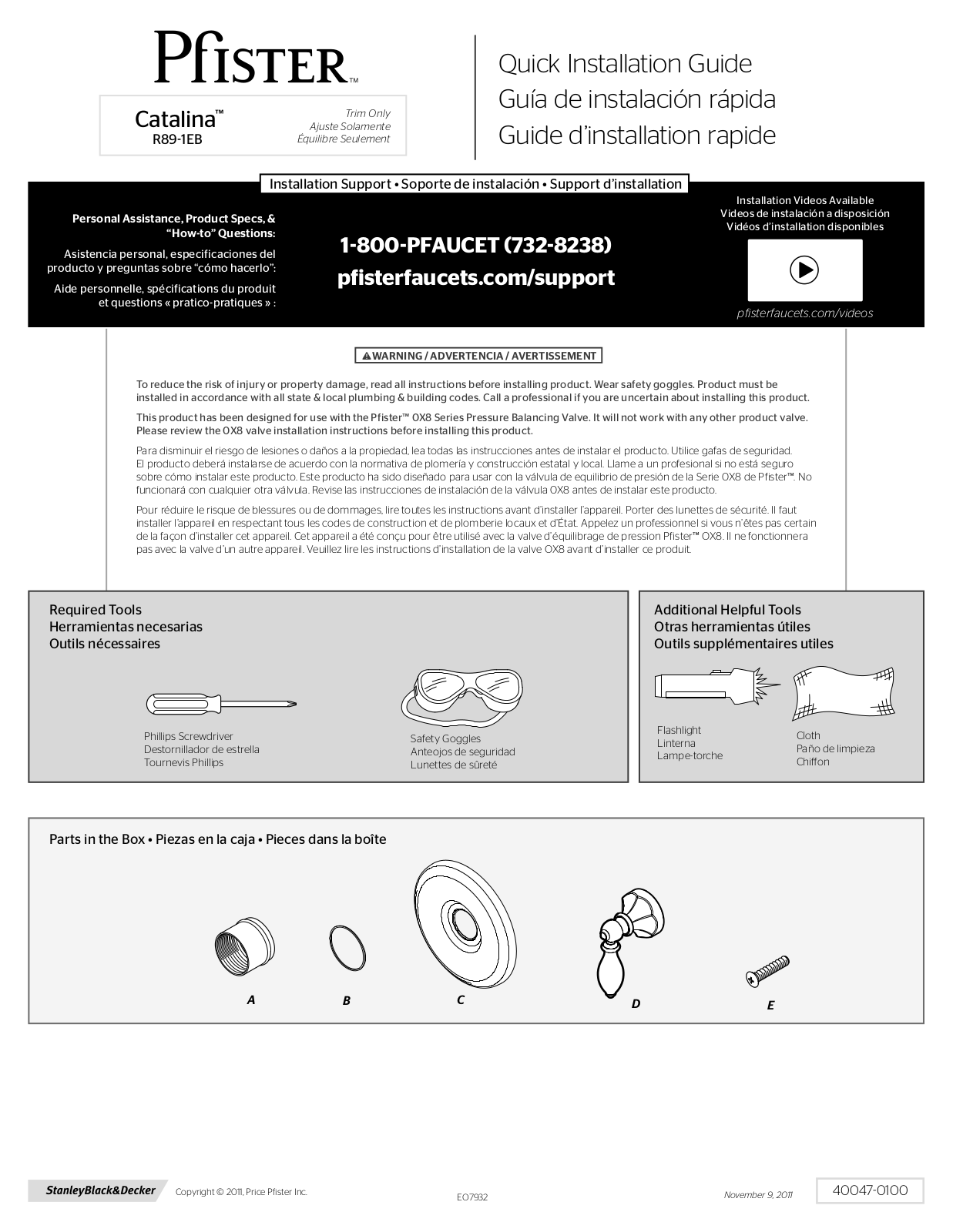 Pfister R89-1EBK User Manual