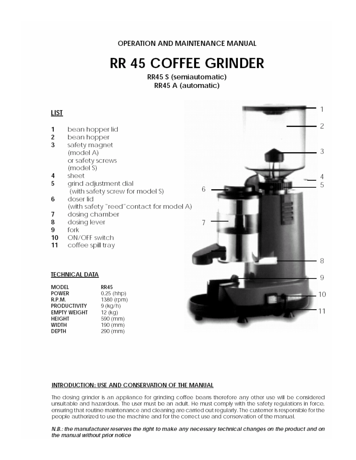 Rosito Basani RR 45 Installation  Manual