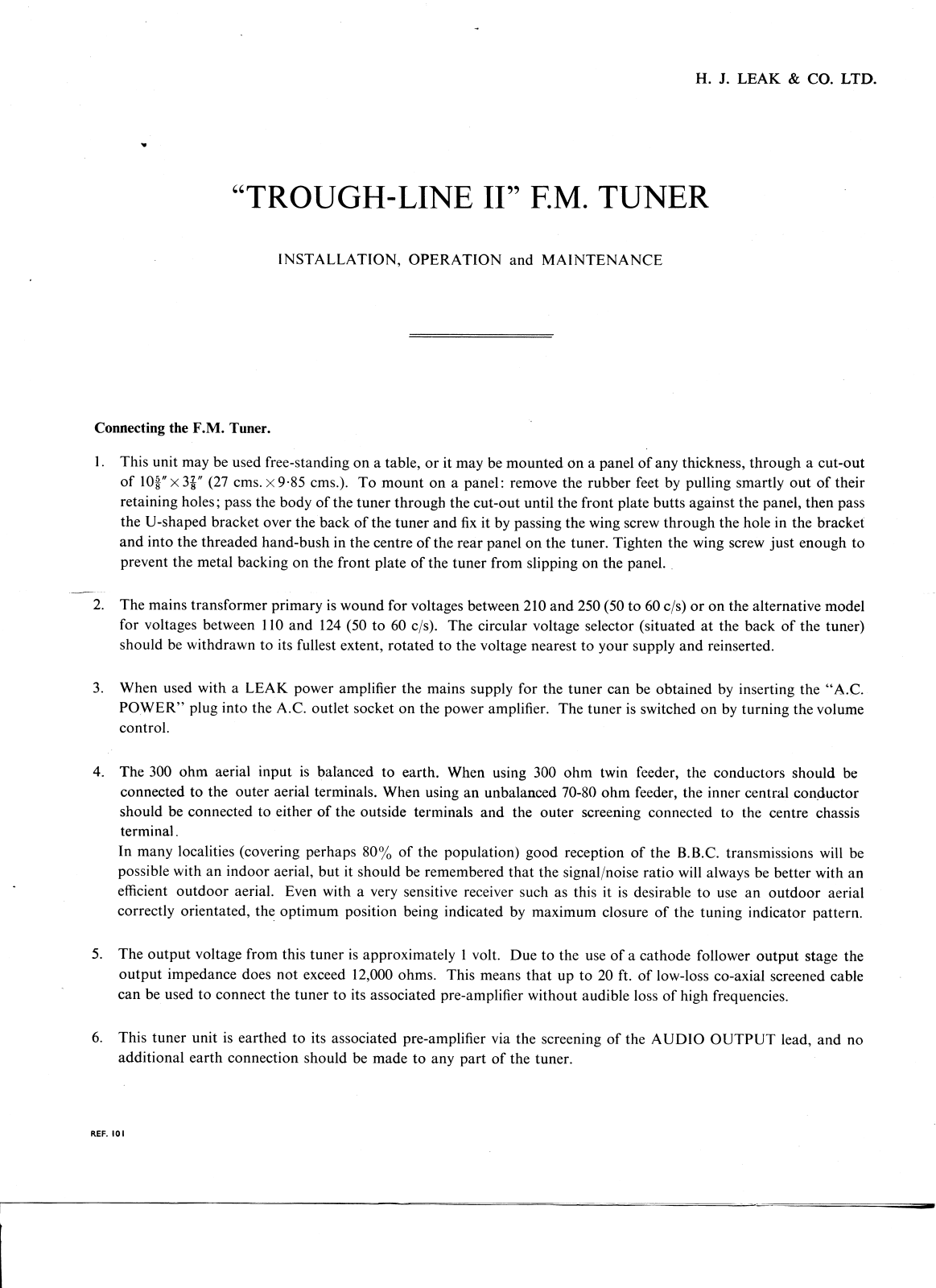 Leak Trough Line 2 Service manual