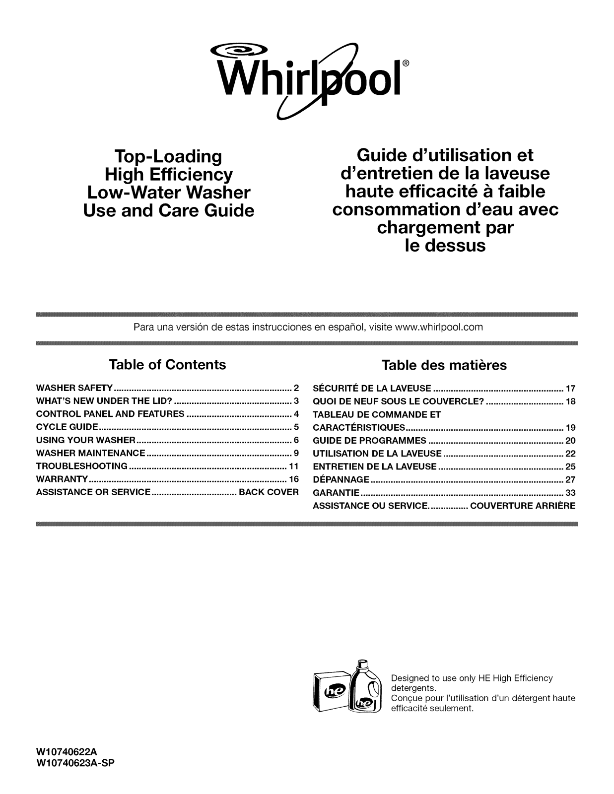 Whirlpool WTW4915EW1, WTW4915EW2 Owner’s Manual