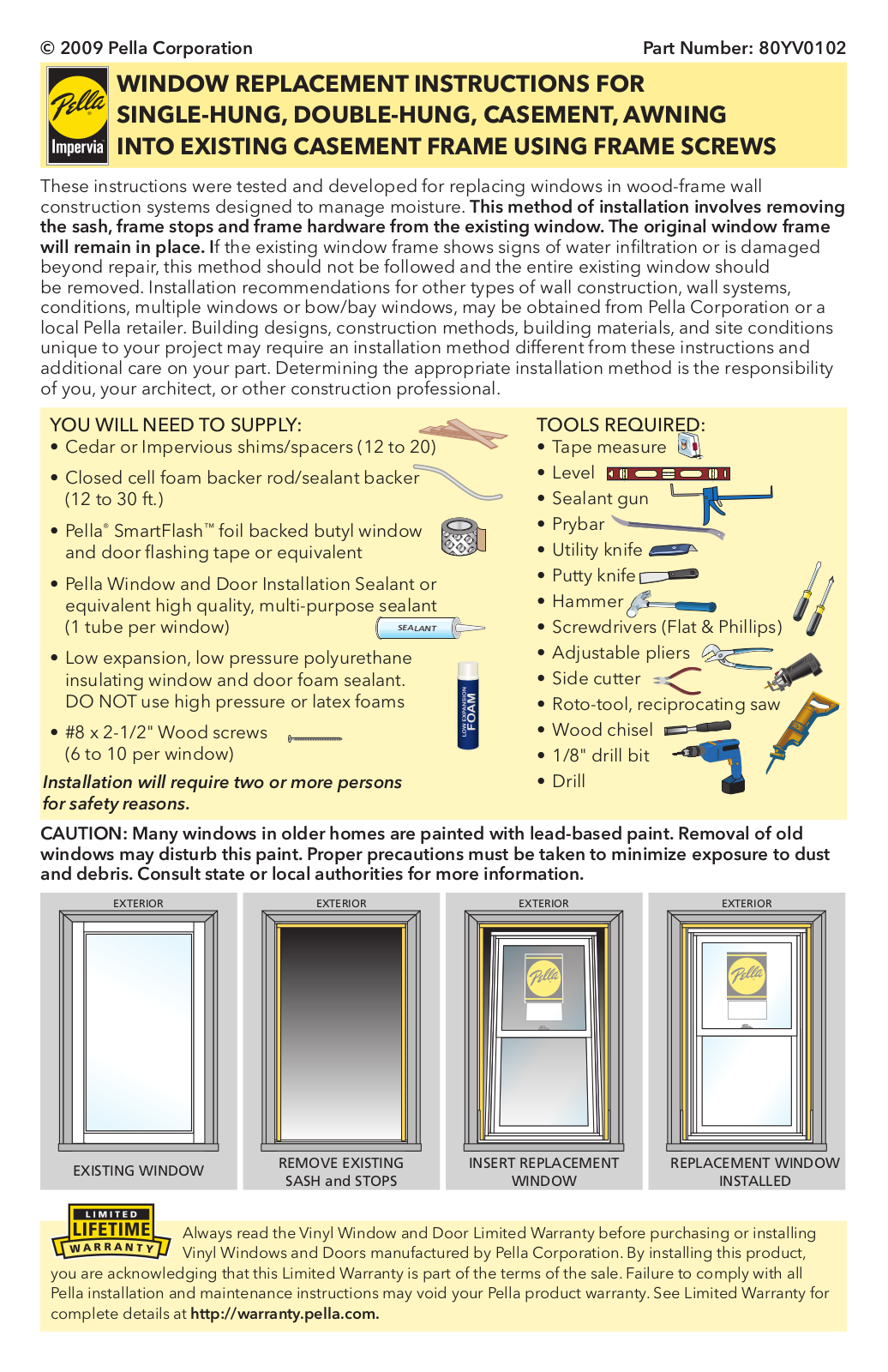 Pella 80YV0102 User Manual