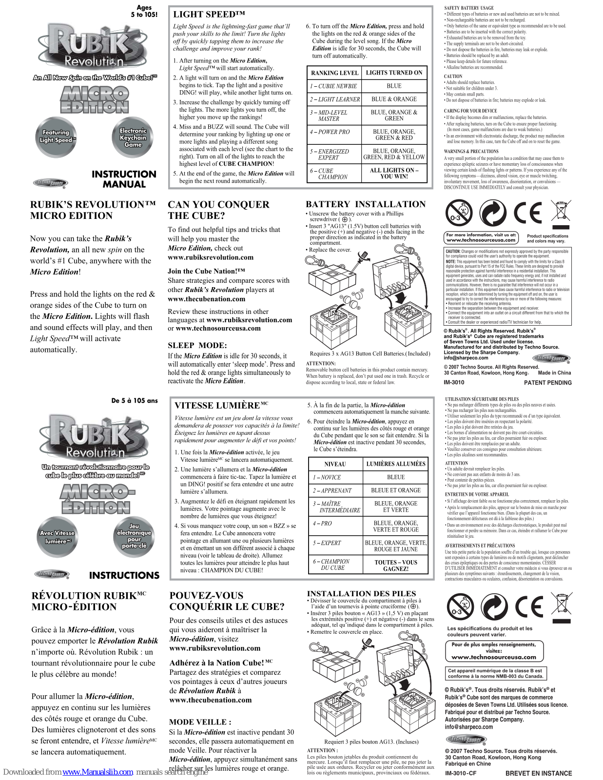 Techno Source Rubik's Revolution Micro Edition Instruction Manual - ManualMachine.com