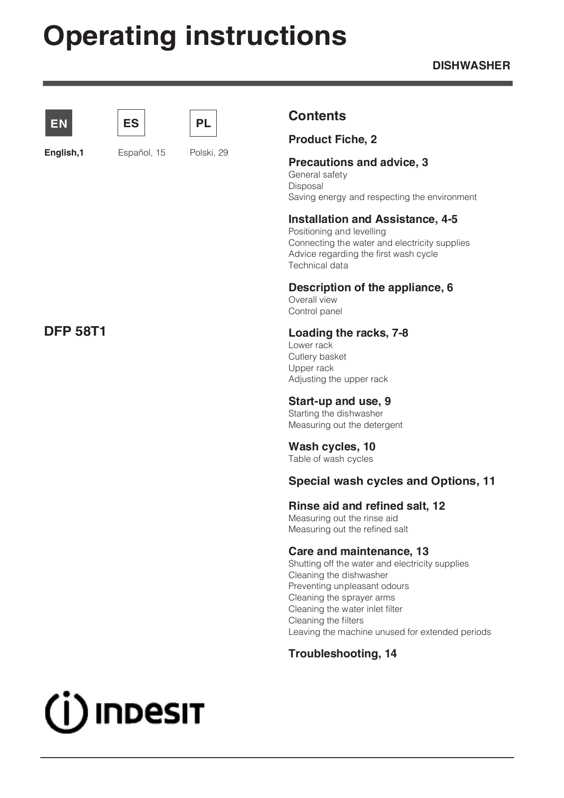 Indesit DFP-58T1-C-NX-EU User Manual