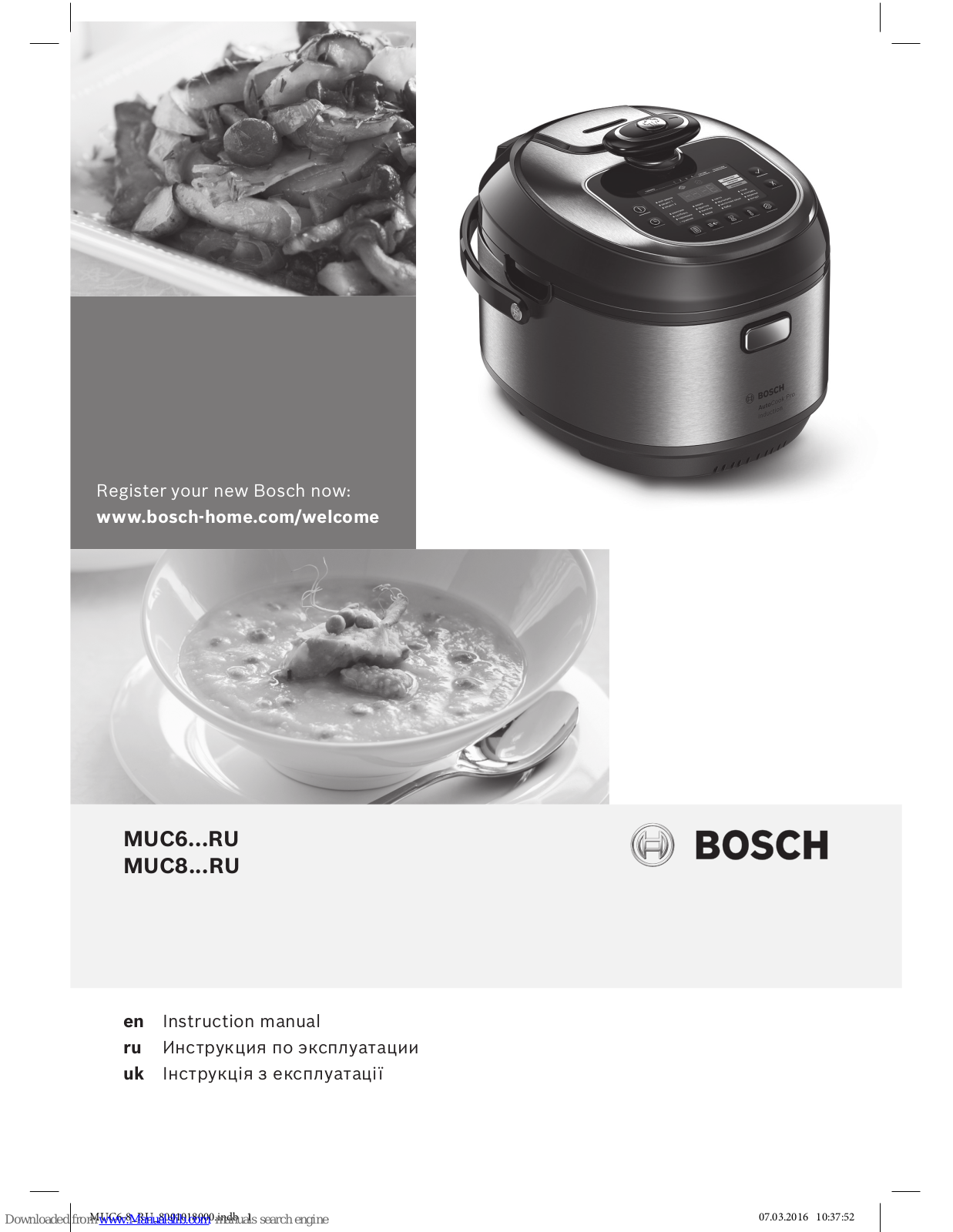 Bosch MUC6...RU, MUC8...RU Instruction Manual