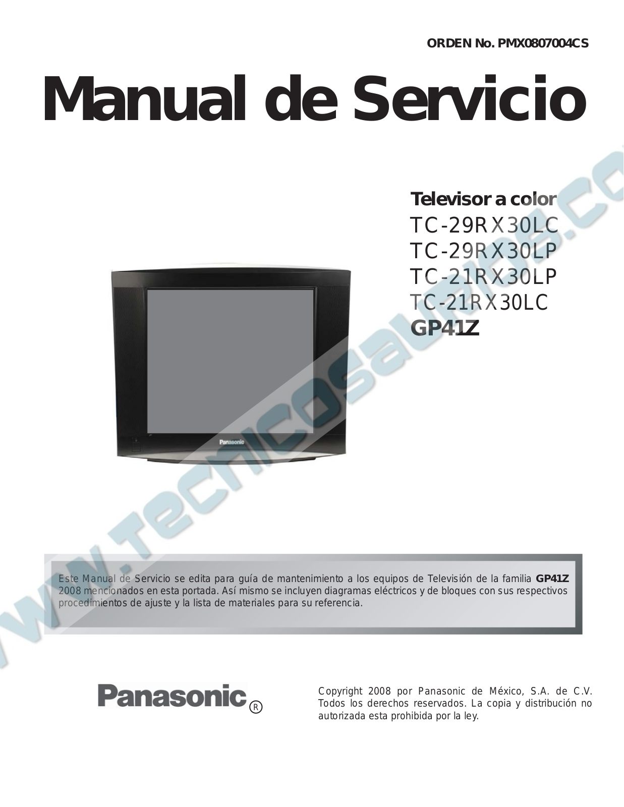 Panasonic TC-29RX30LC, TC-29RX30LP, TC-21RX30LP, TC-21RX30LC Diagram