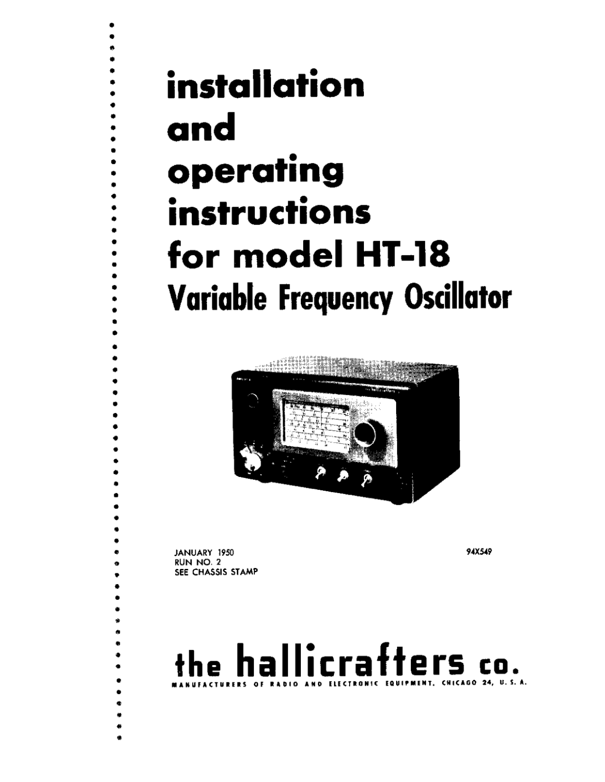 the hallicrafters HT-18 Service manual