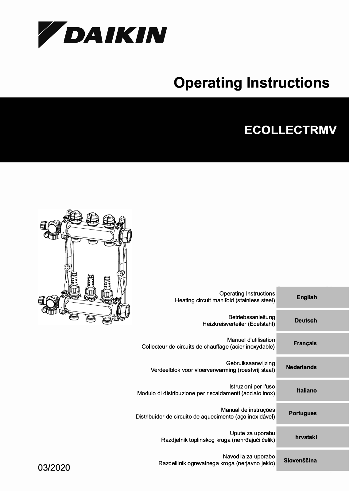 Daikin ECOLLECTRMV Operation manuals