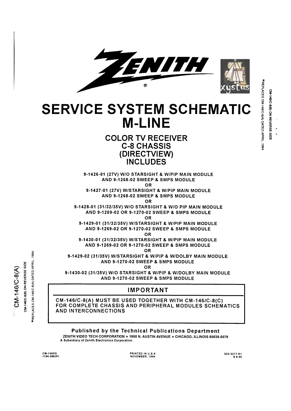 Zenith CM-146(C8) Schematic