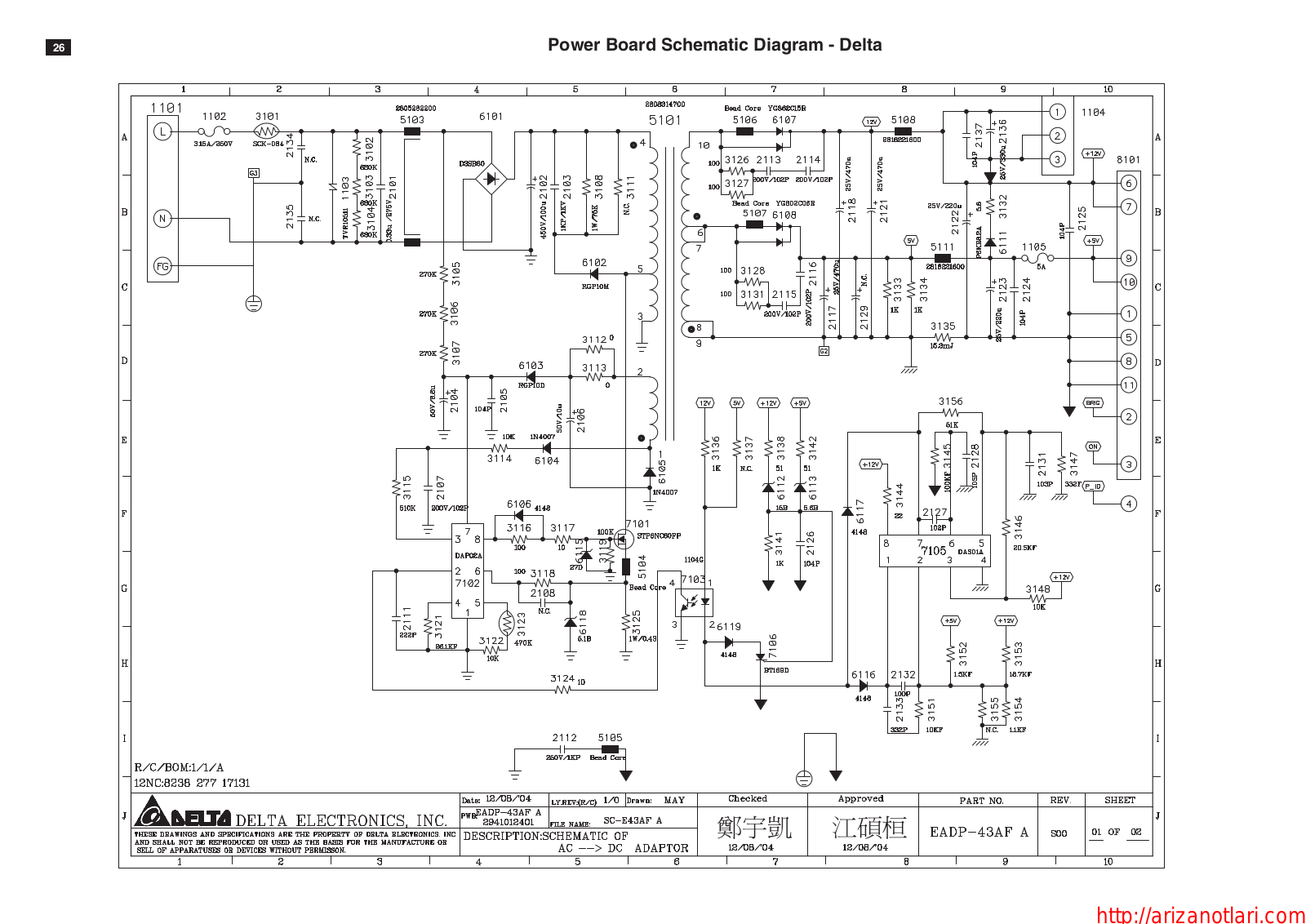 Delta EADP-43AF Schematic