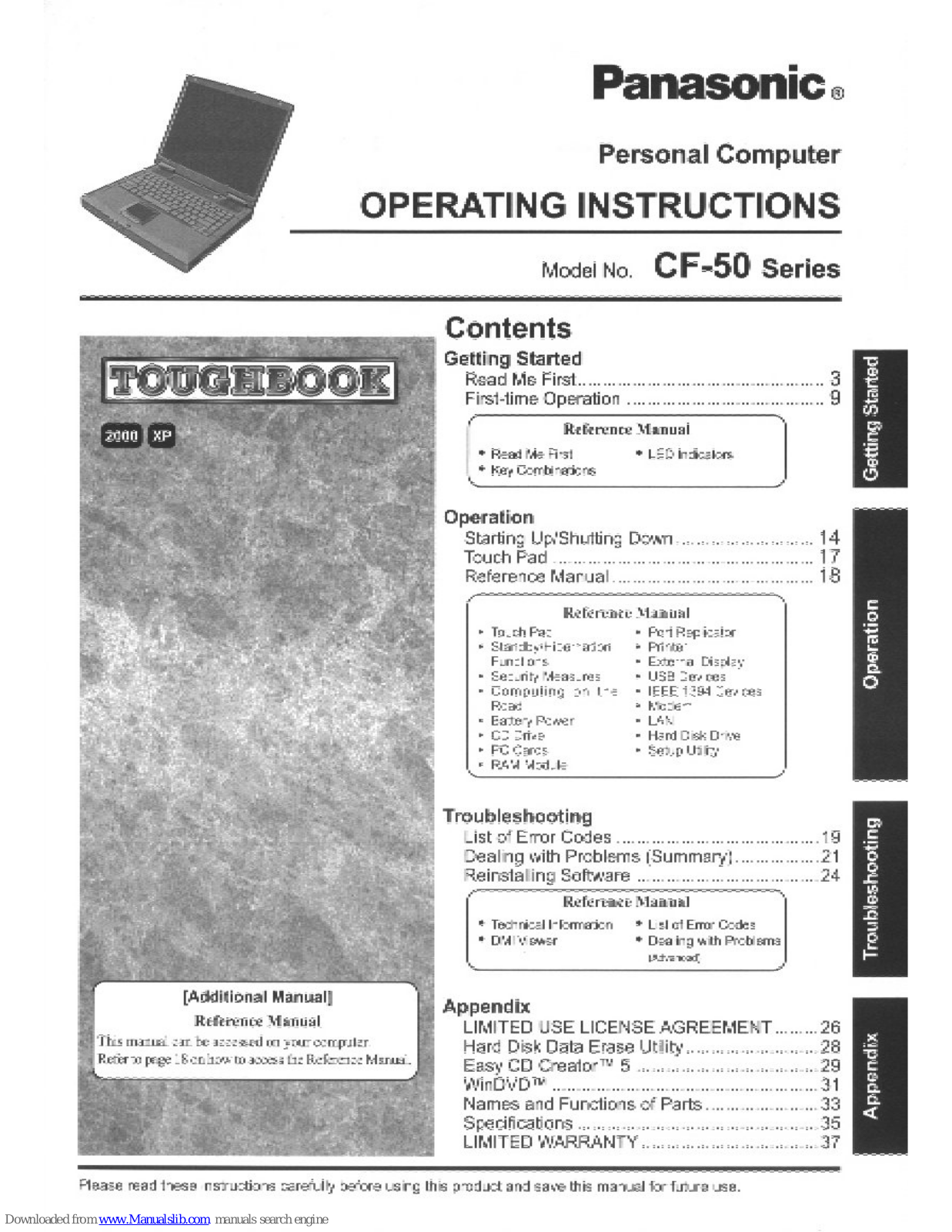 Panasonic CF-50BB2HUDM, CF-50AAKHUDM, CF-50AAKHUKM, CF-50BB2HUKM User Manual - ManualMachine.com
