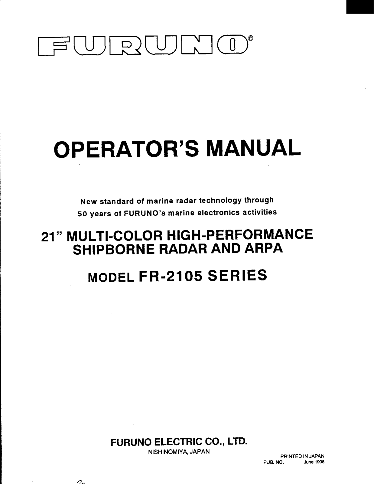 Furuno USA 9ZWFR2115 Users Manual