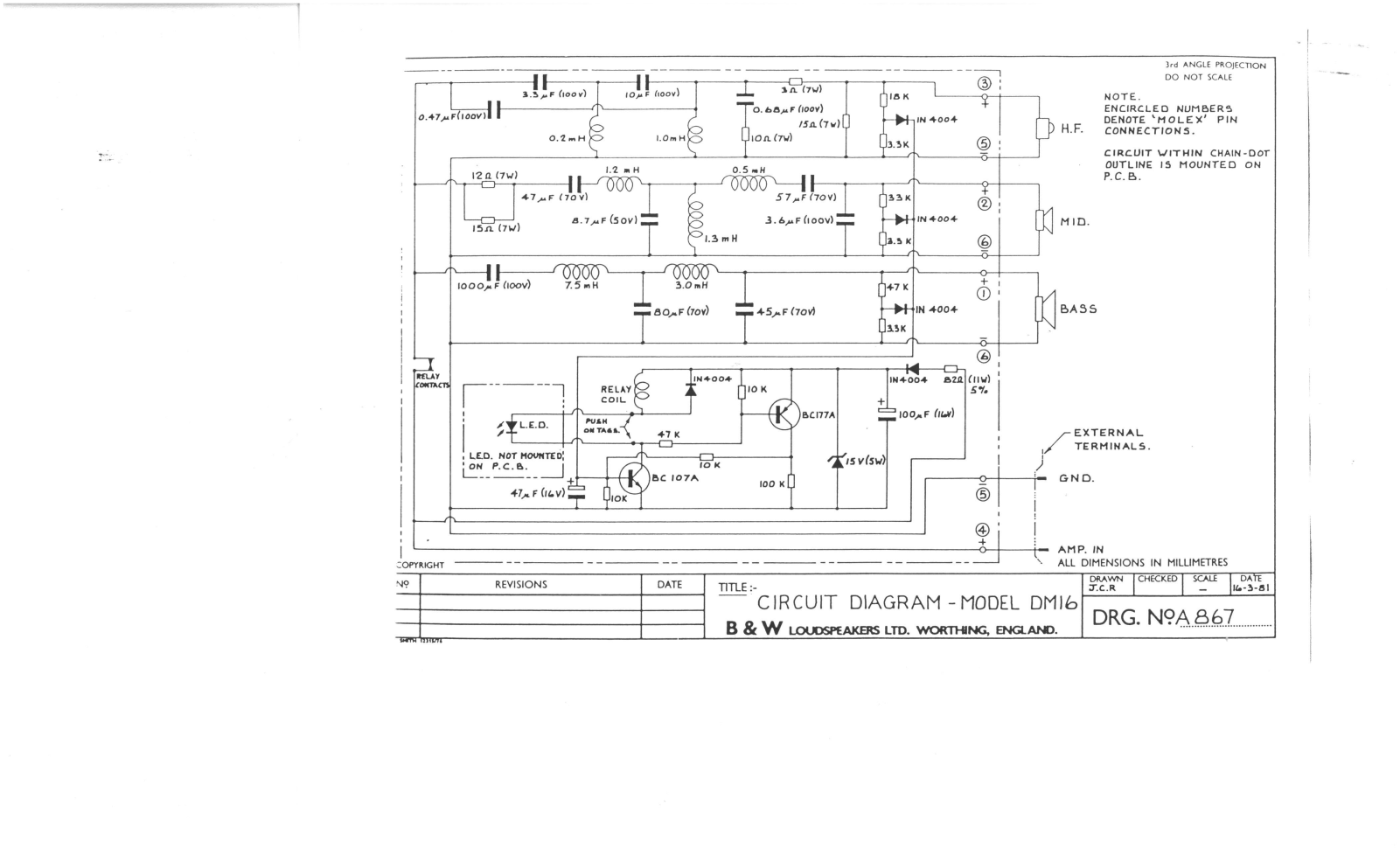 Bowers and Wilkins DM-16 Schematic