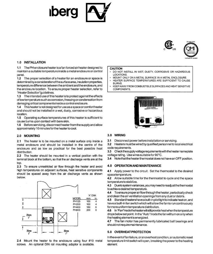 Pfannenberg FLH-TF Data Sheet