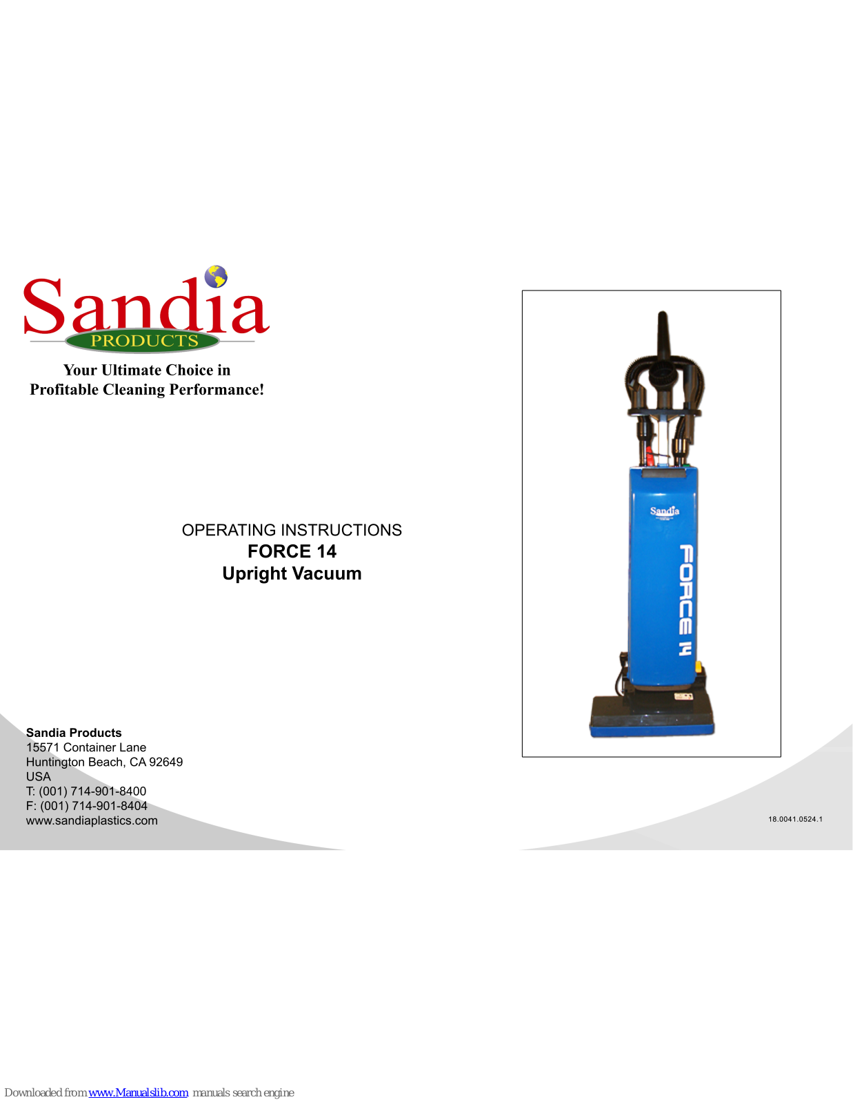 Sandia FORCE14 Operating Instructions Manual