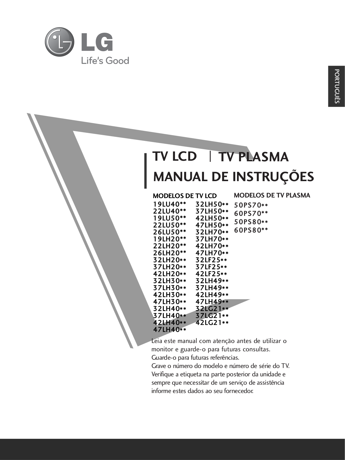 Lg 50PS70, 60PS70, 50PS80, 60PS80, 19LU40 User Manual