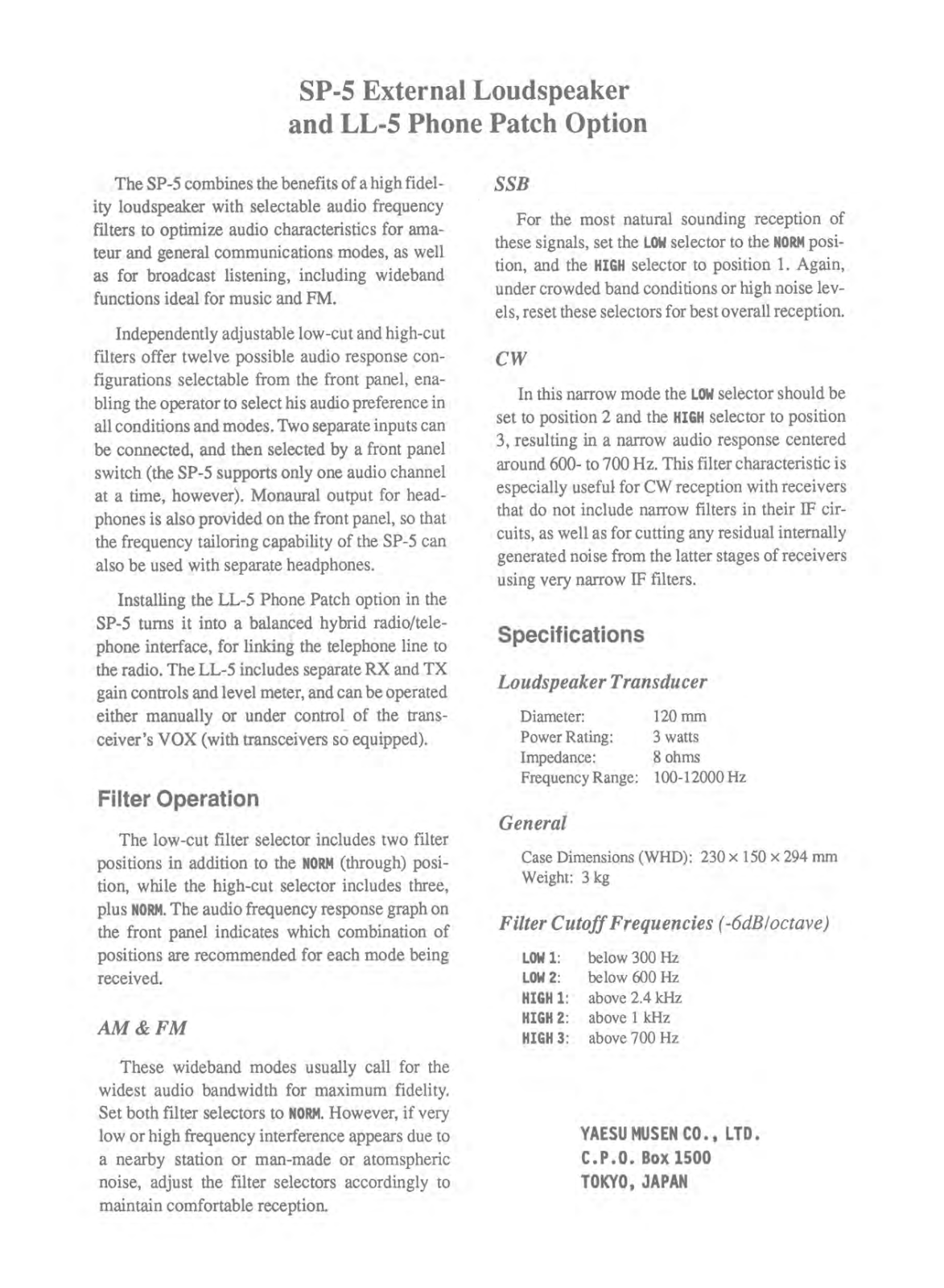 Yaesu SP 5 Service Manual