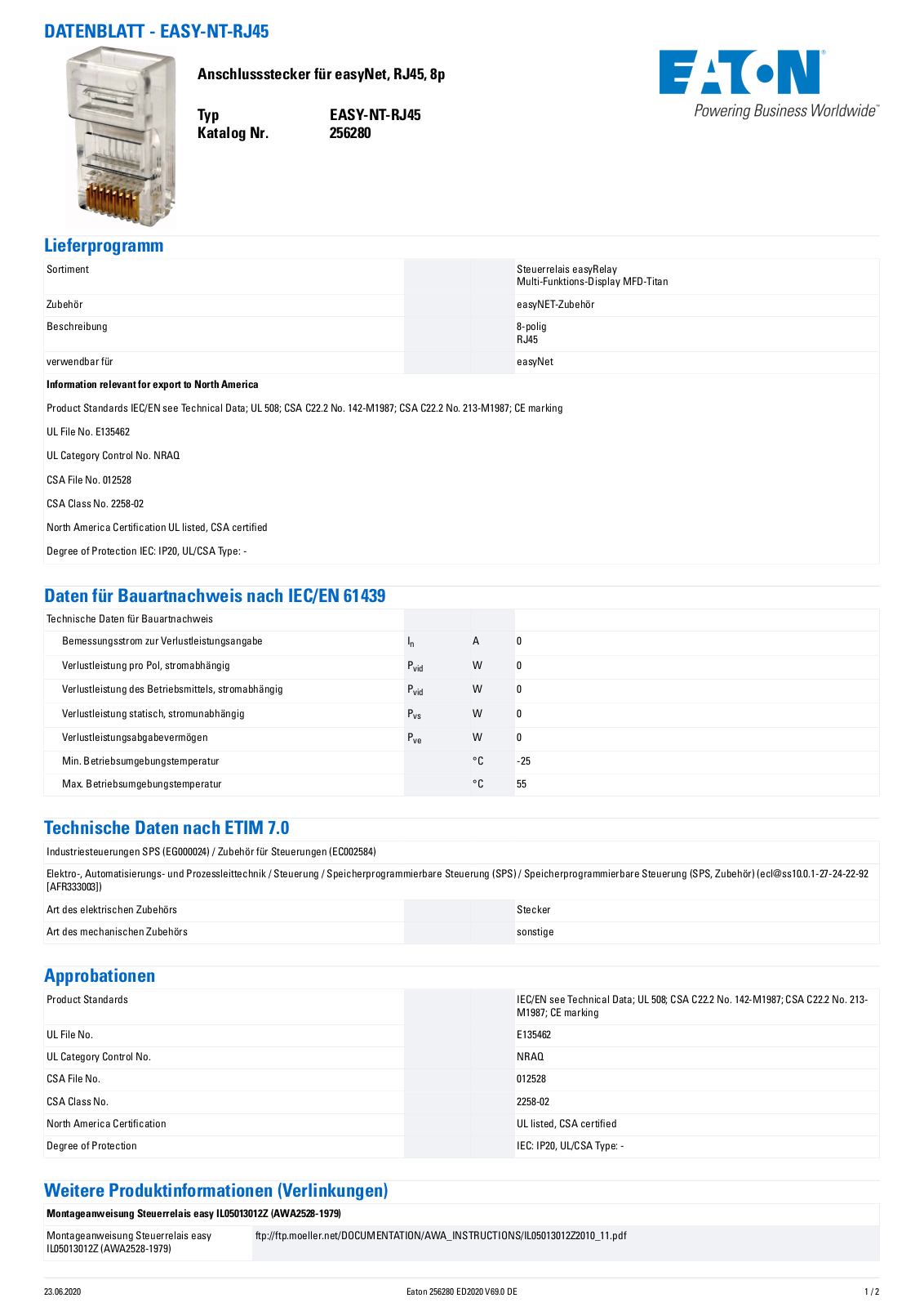 Eaton EASY-NT-RJ45 Instruction Manual