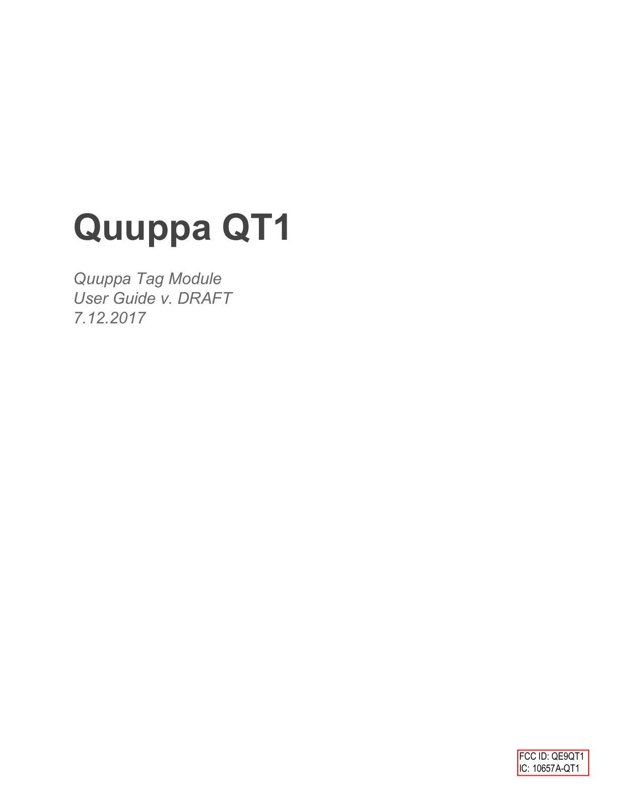 Quuppa QT1 User Manual