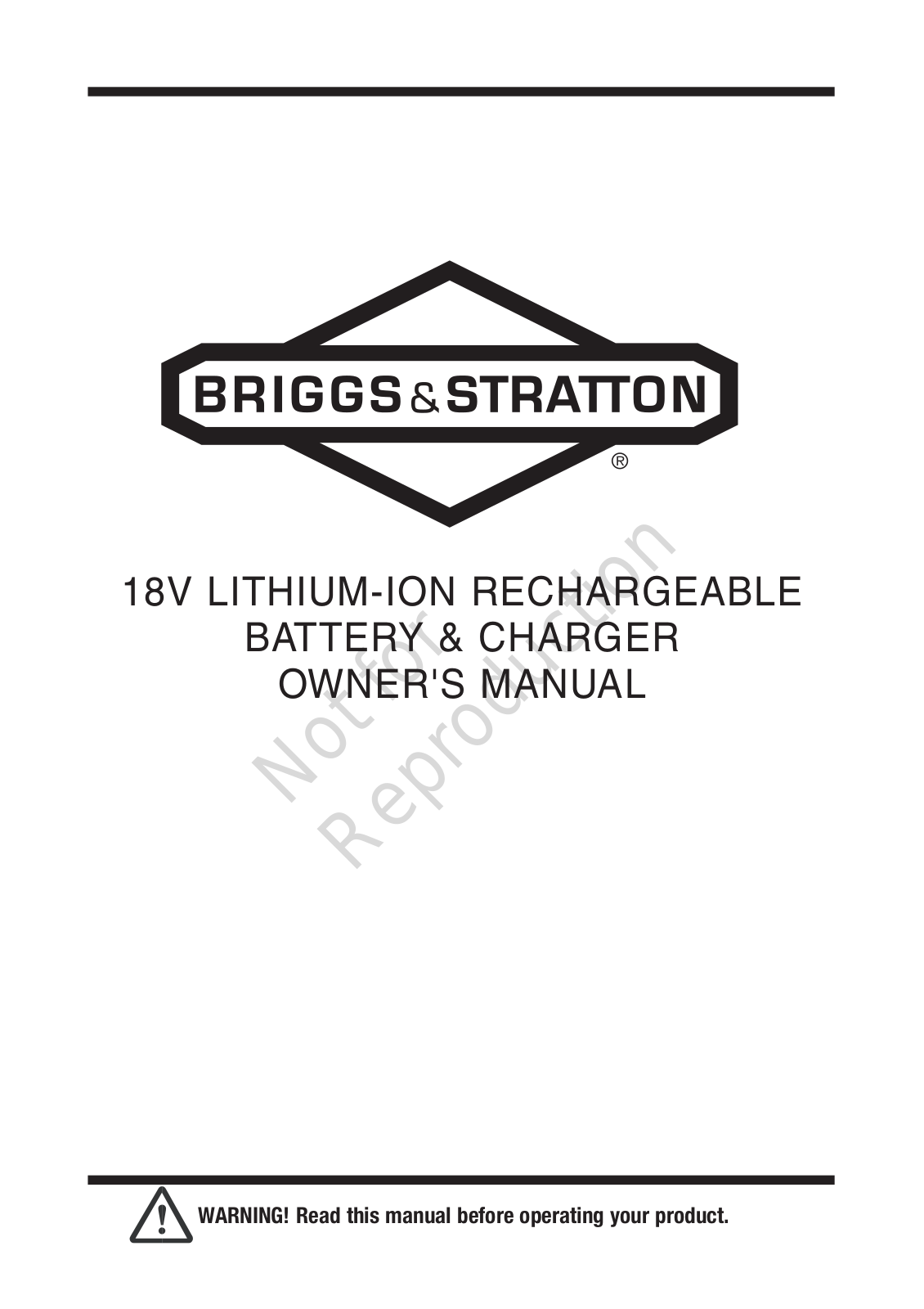 Briggs & Stratton Murray 18V Lithium-Ion Acculader User manual