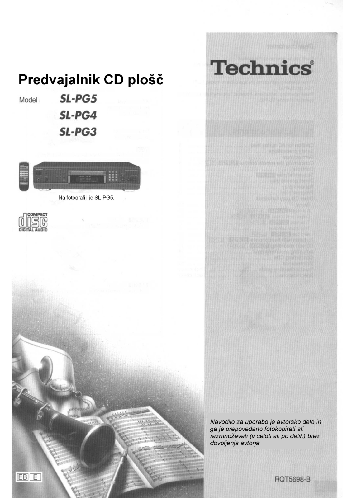 Technics SLPG5, SL-PG4, SLPG3 User Manual