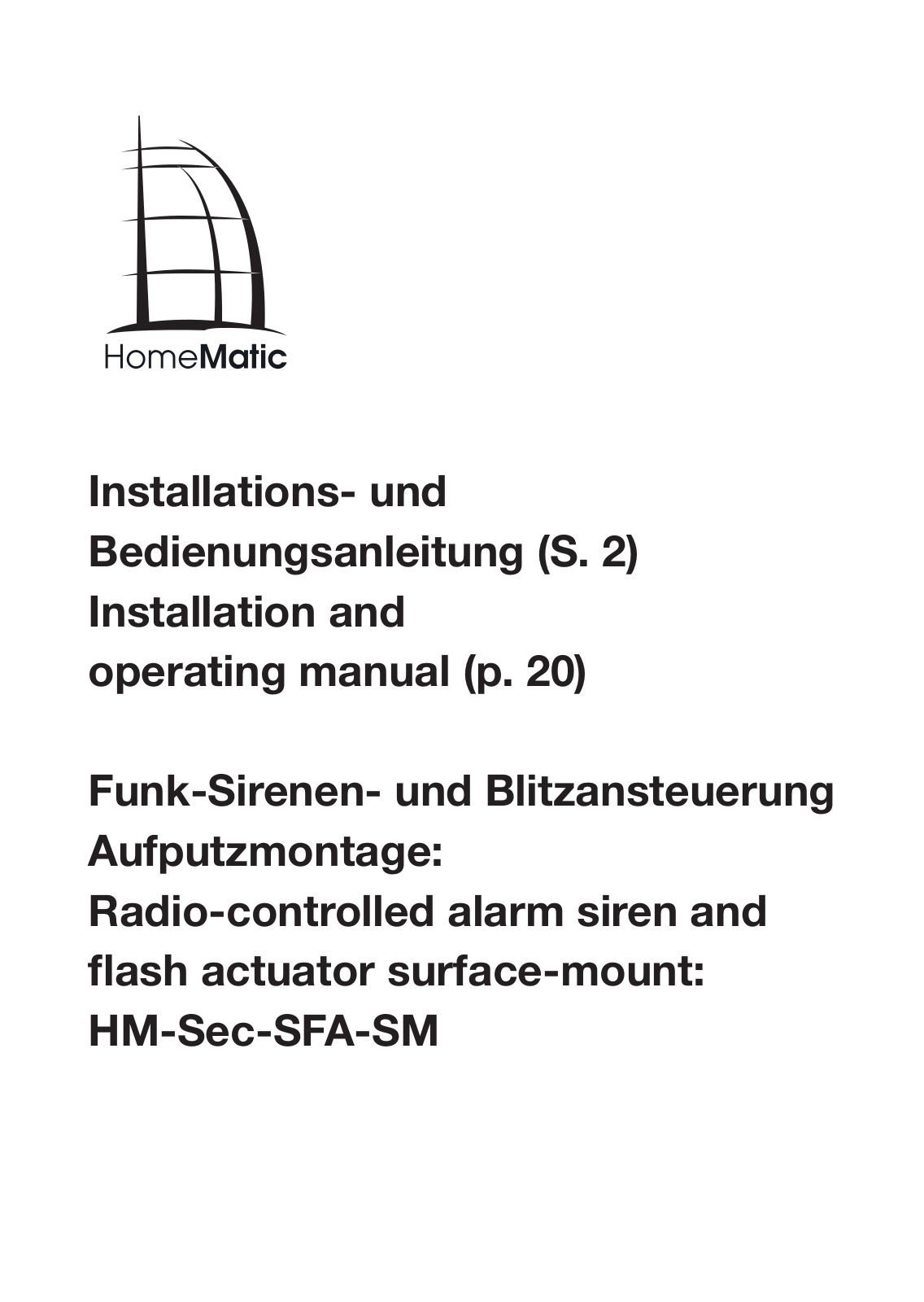 Homematic HM-Sec-SFA-SM Operating Manual