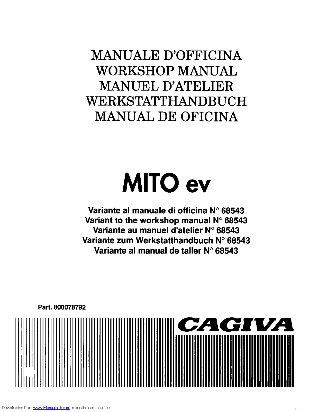 Cagiva 1994 MITO ev Workshop Manual