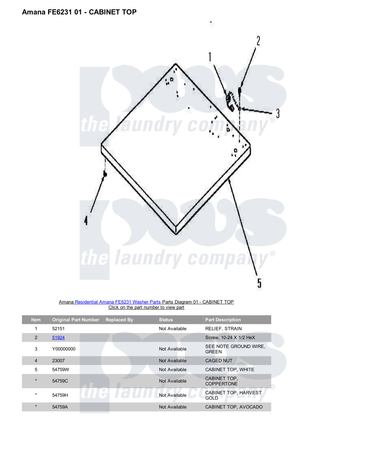 Amana FE6231 Parts Diagram