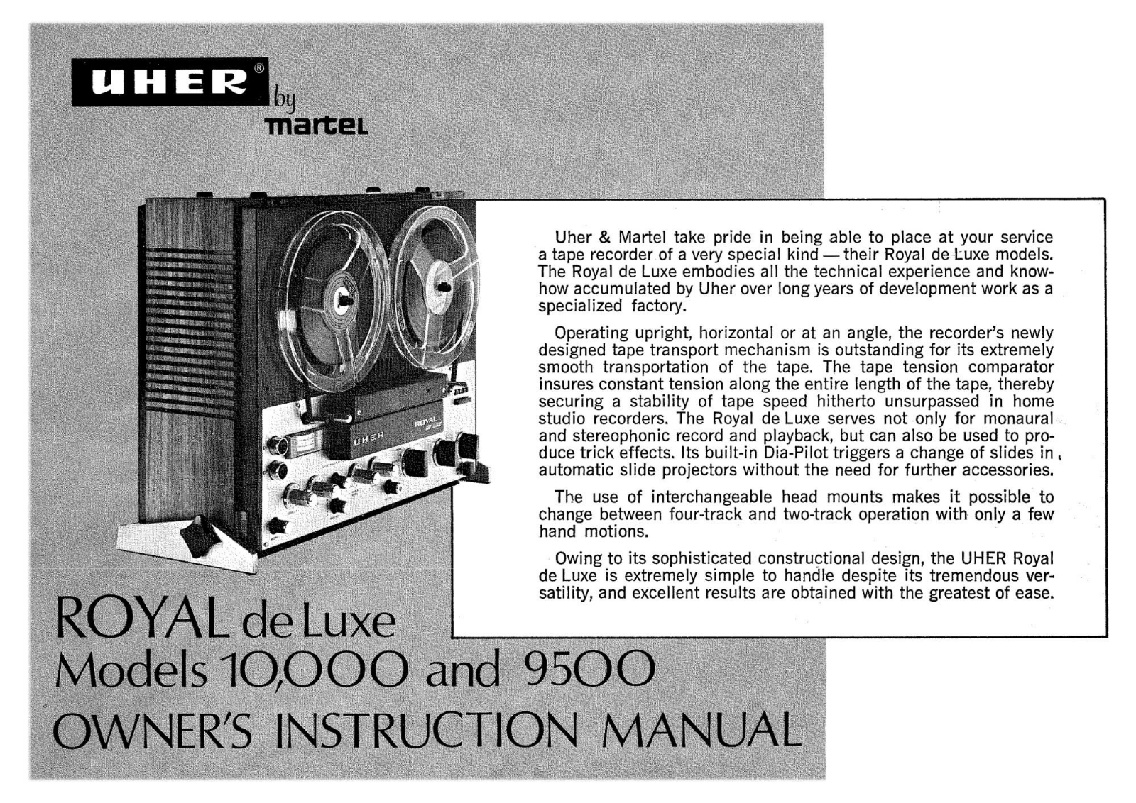 Uher 9500-Royal-de-Luxe, 10000-Royal-de-Luxe Owners Manual