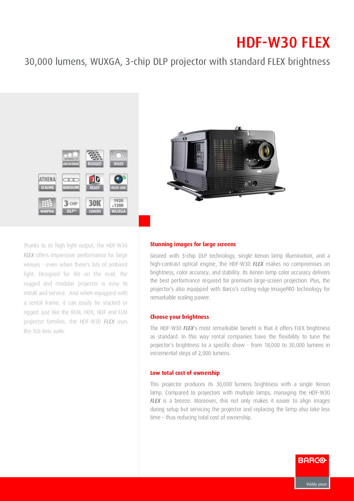 Barco HDF-W30 FLEX Product Sheet