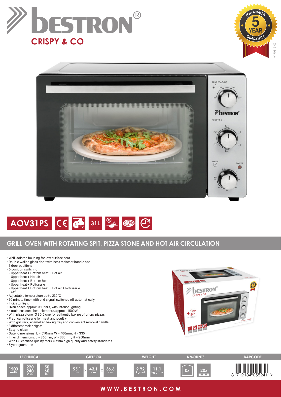 Bestron AOV31PS User Manual