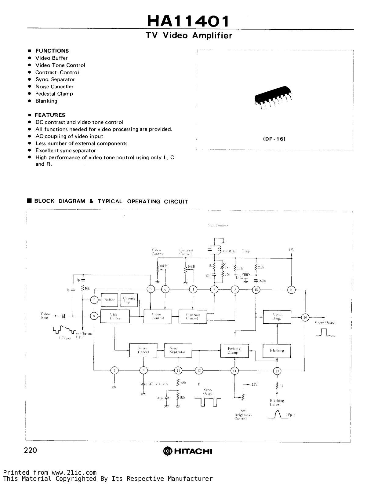 Datasheet HA11401 Specification - ManualMachine.com