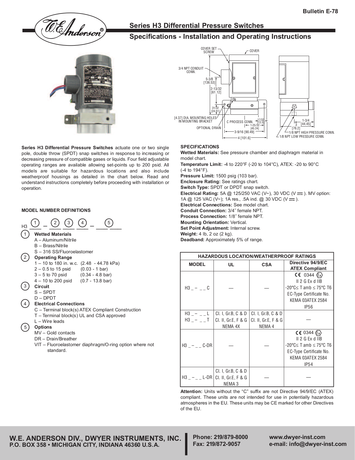 Dwyer H3 User Manual