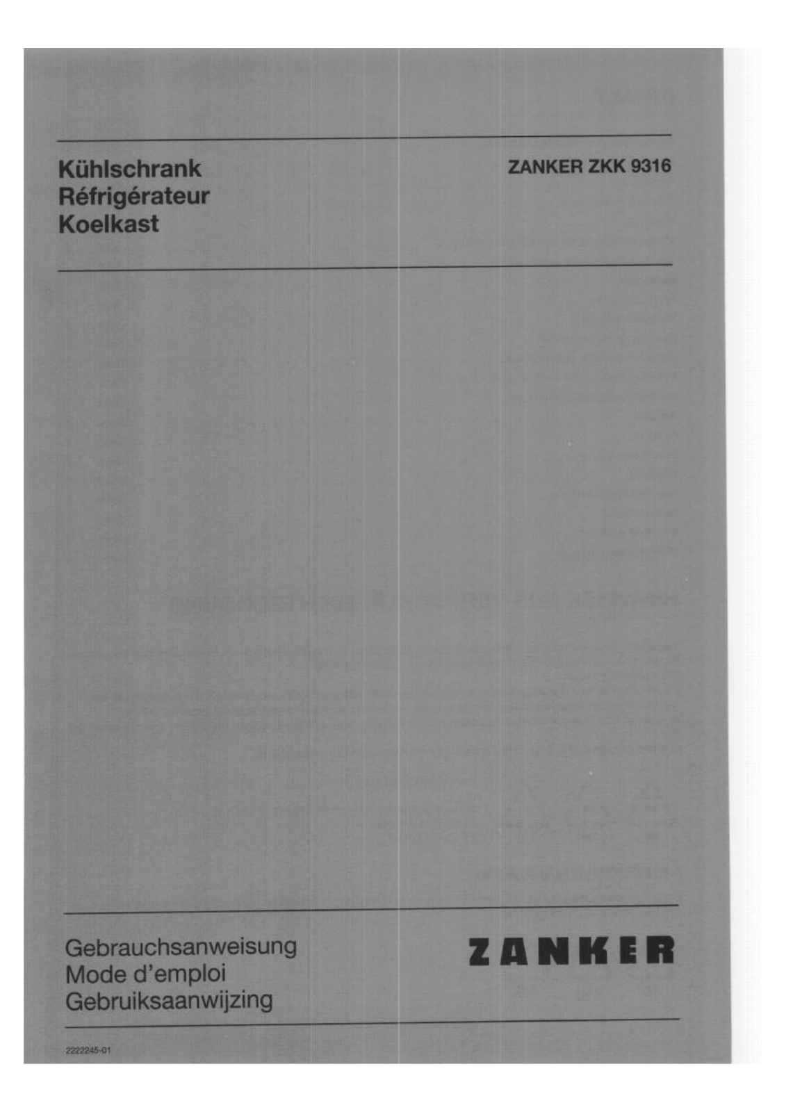 Zanker ZKK9316 User Manual