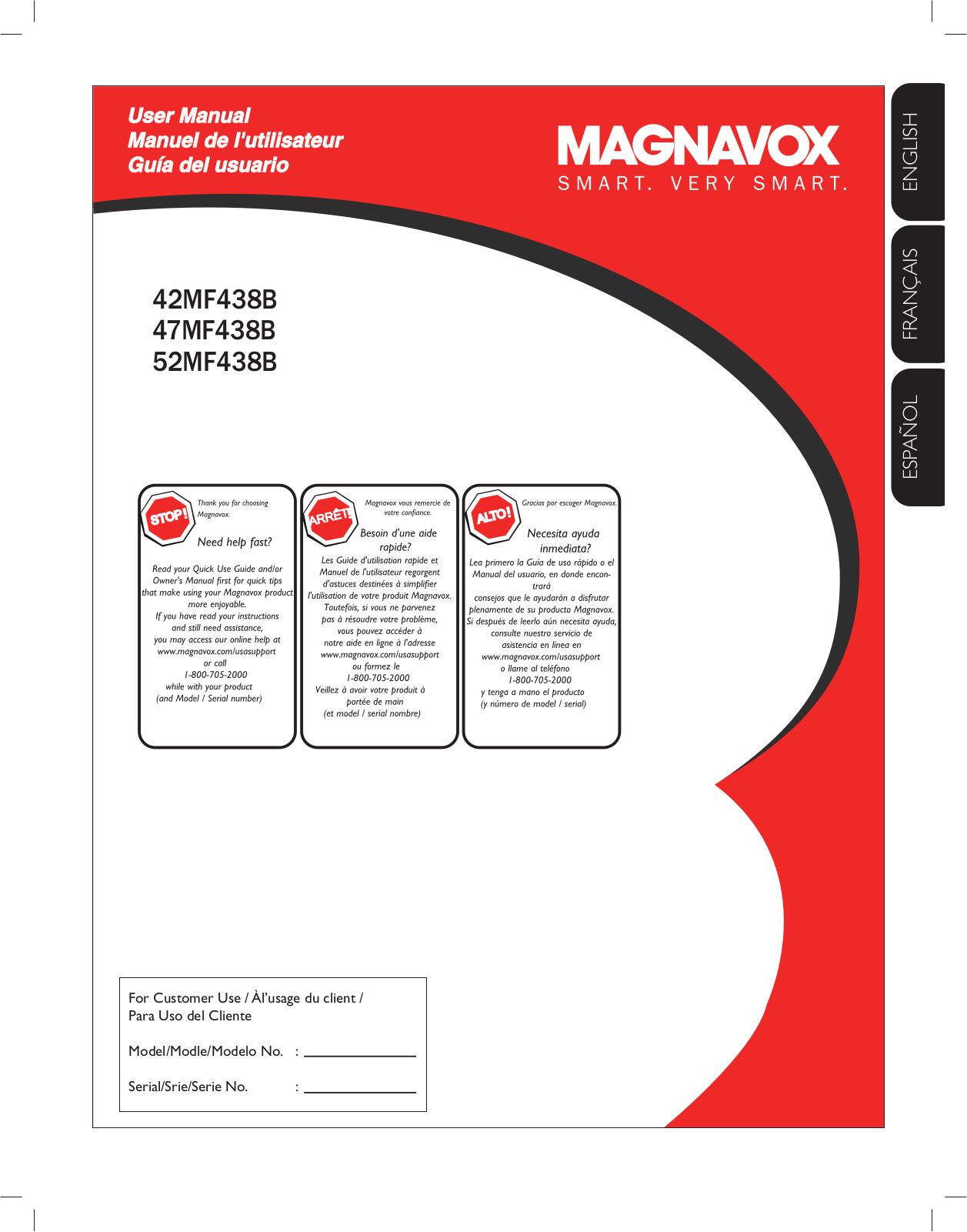 Magnavox 42MF438B, 52MF438B, 47MF438B User Manual