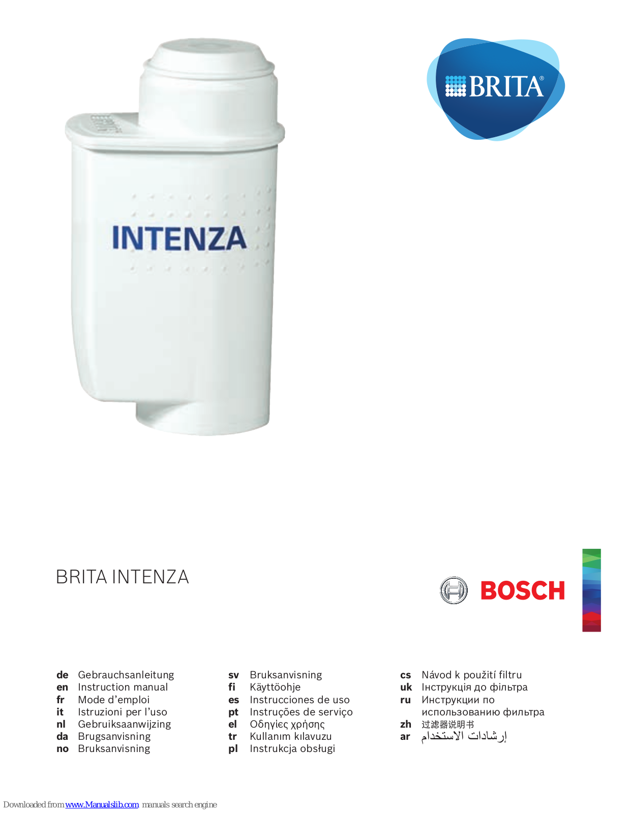 Bosch BRITA INTENZA Instruction Manual