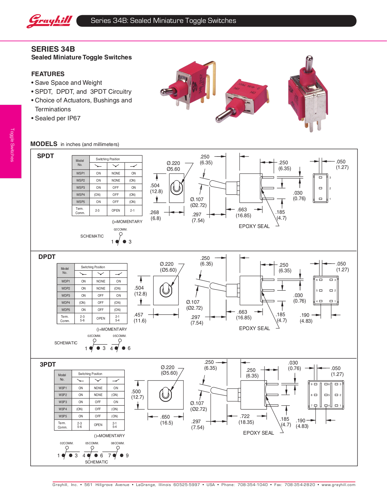 Grayhill Toggle Switches 34B User Manual