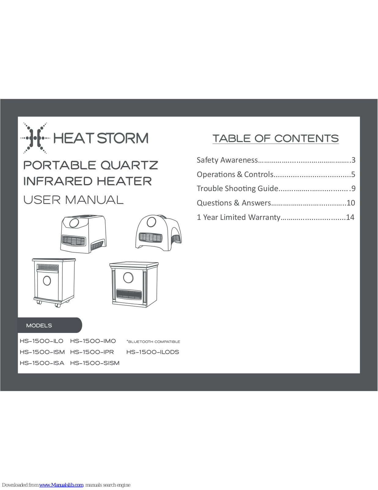 Heat Storm HS-1500-ILO, HS-1500-ISA, HS-1500-ISM, HS-1500-SISM, HS-1500-IMO User Manual