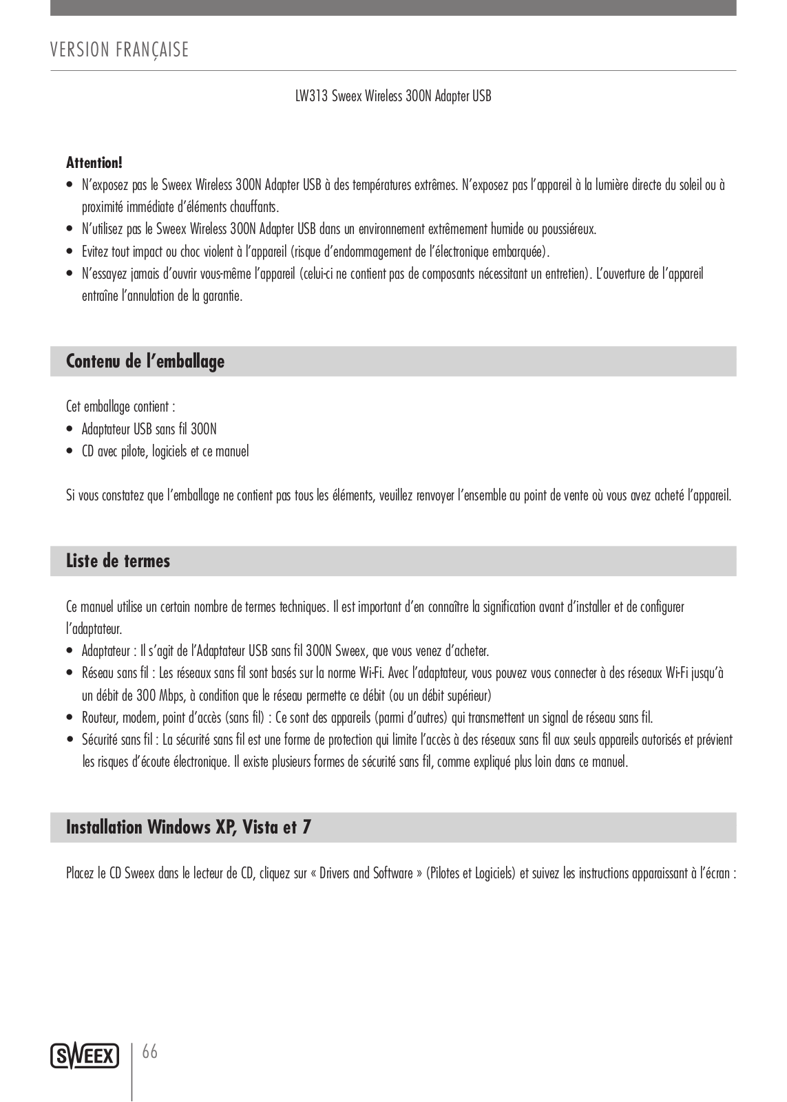 Sweex LW313 User Manual