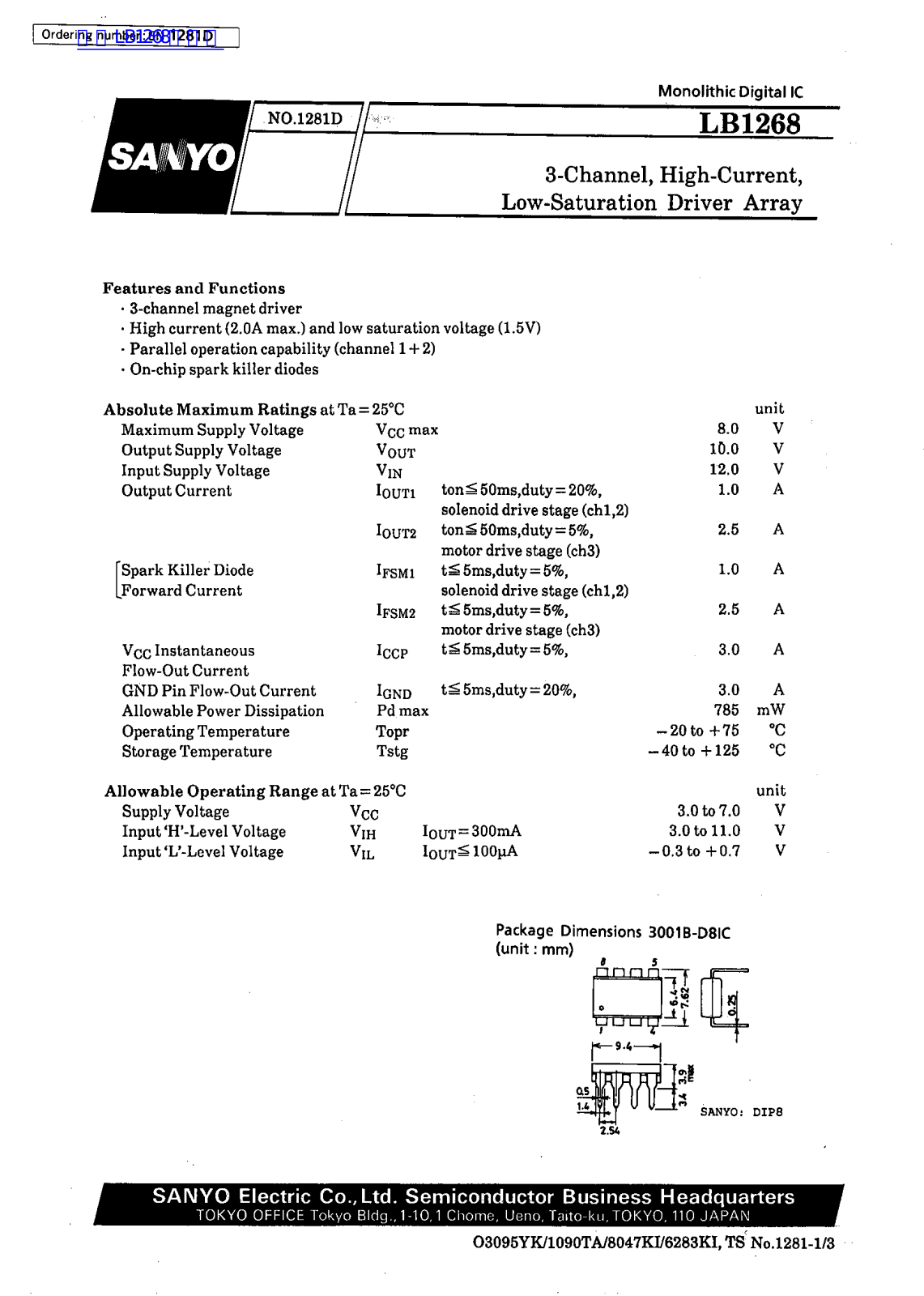 SANYO LB1268 Technical data - ManualMachine.com