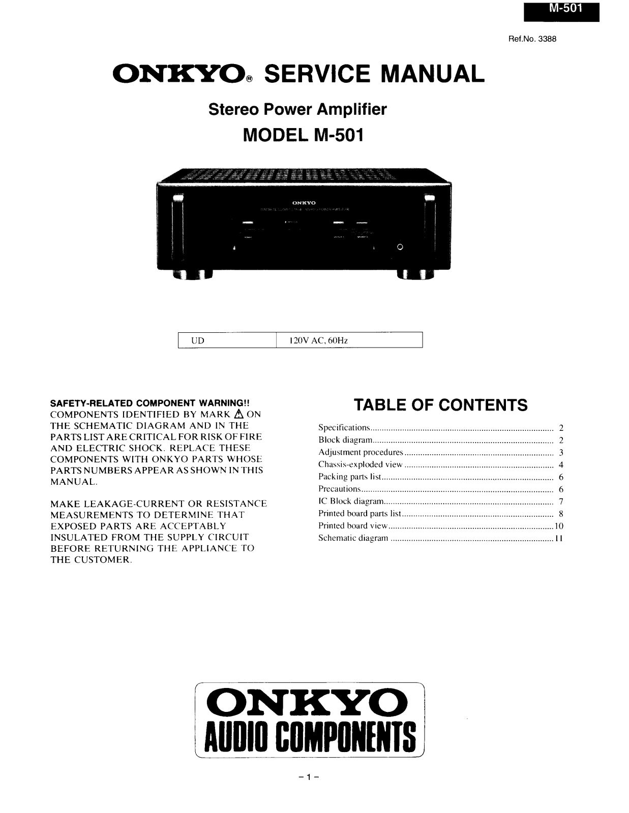 Onkyo M-501 Service manual