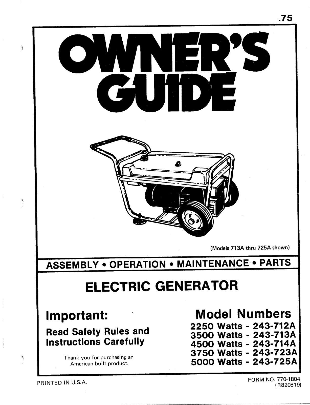 MTD 243-713A, 243-725A, 243-712A, 243-714A User Manual